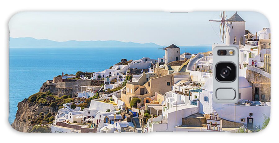 People Galaxy Case featuring the photograph Oia Village, Santorini Island, Greece #1 by Deimagine