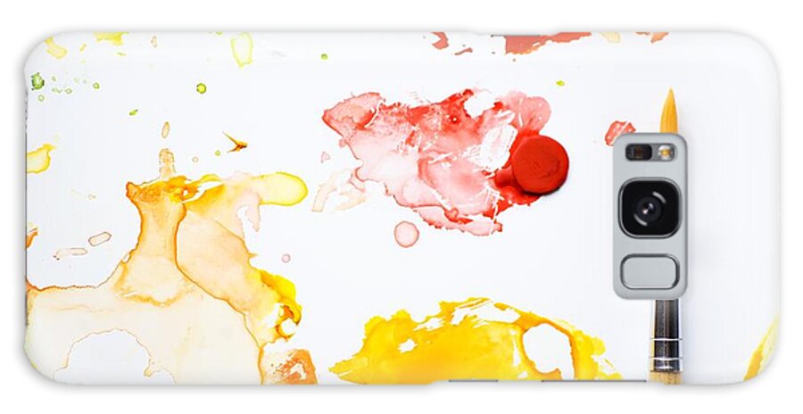 Art Galaxy Case featuring the photograph Paint Splatters And Paint Brush #1 by Chris Knorr