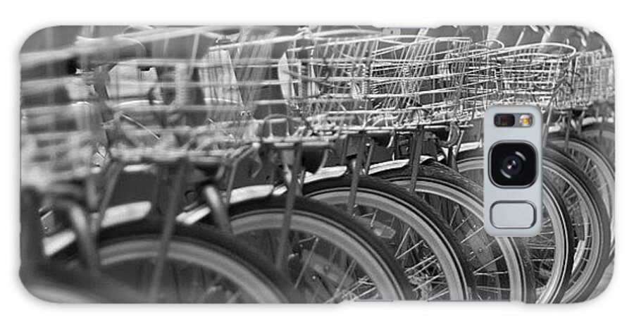 Monochromatic Galaxy Case featuring the photograph #paris #bikes #1 by Georgia Clare