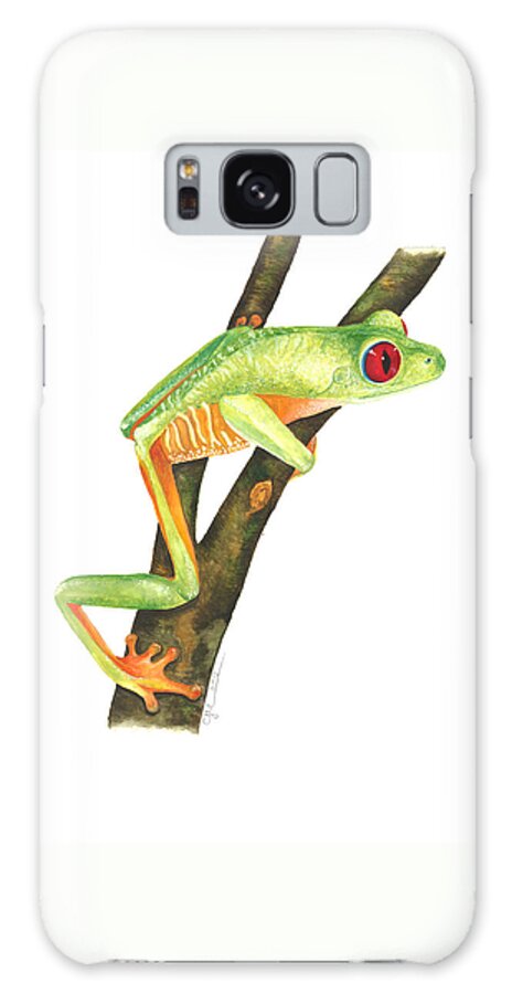 Red-eyed Treefrog Galaxy Case featuring the painting Red-eyed Treefrog #2 by Cindy Hitchcock