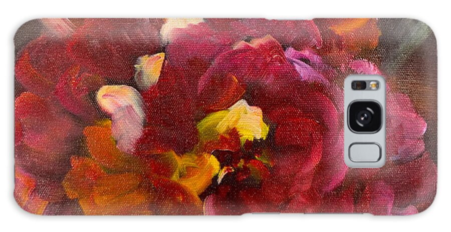 Botanical Galaxy Case featuring the painting Red Peony #3 by Jenny Lee