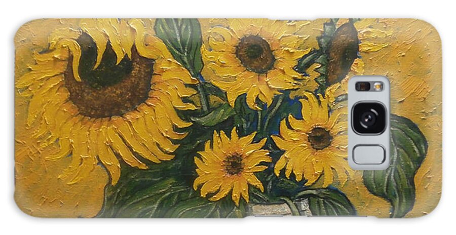 Impressionist Painting Galaxy Case featuring the painting Solar Sunflowers by Frank Morrison