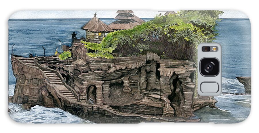 Tanah Lot Temple Galaxy S8 Case featuring the painting Tanah Lot Temple Bali Indonesia by Melly Terpening