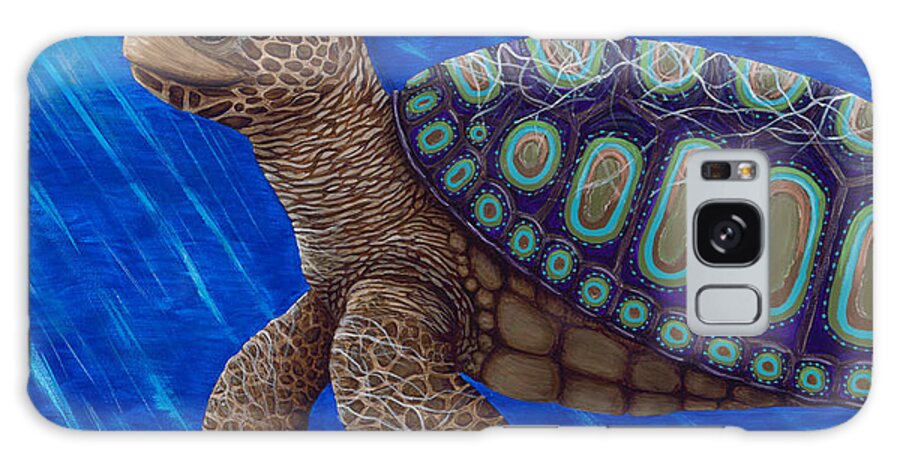 Turtle Galaxy Case featuring the painting Turtle Painting Bomber Triptych 2 by Rebecca Parker