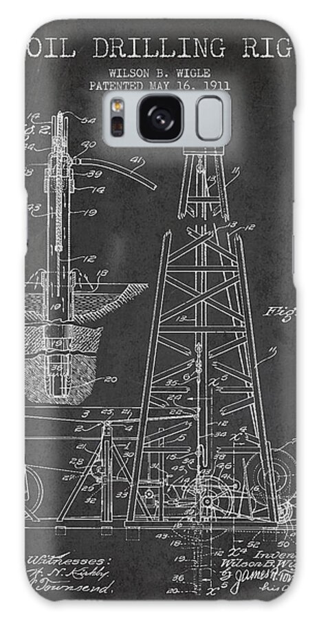 Oil Galaxy Case featuring the digital art Vintage Oil drilling rig Patent from 1911 #5 by Aged Pixel