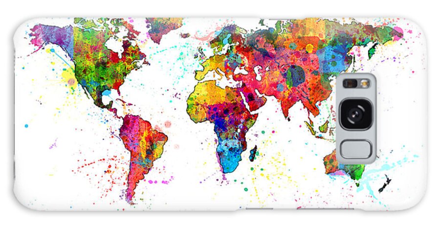 World Map Galaxy Case featuring the digital art Watercolor Political Map of the World by Michael Tompsett