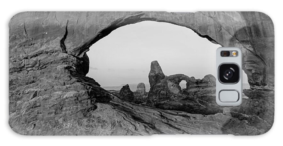 America Galaxy Case featuring the photograph Wide Angle of Turret Arch through the North Window in Black and White by Gregory Ballos