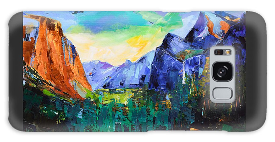 Yosemite Valley Galaxy Case featuring the painting Yosemite Valley - Tunnel View by Elise Palmigiani