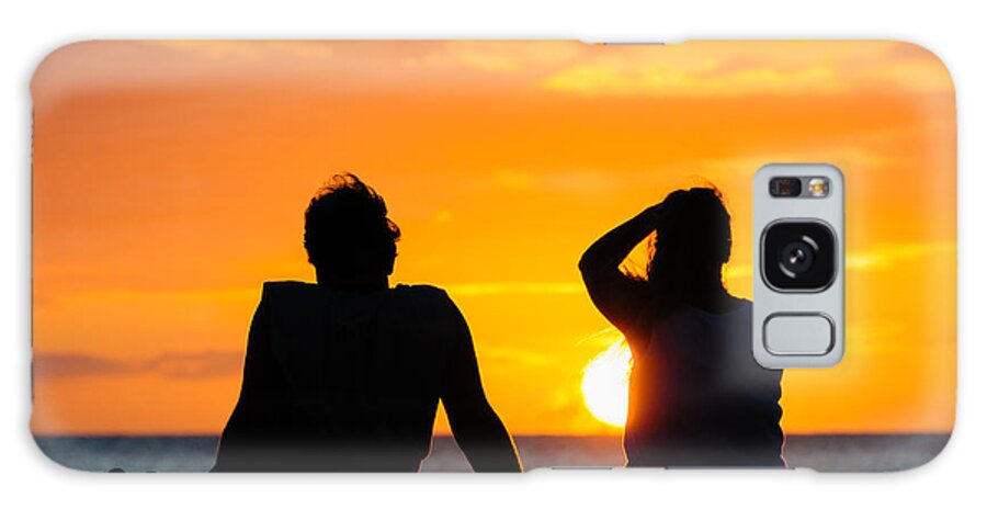 Hawaii Galaxy S8 Case featuring the photograph Couple watching the sunset on a beach in Maui Hawaii USA #10 by Don Landwehrle