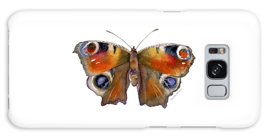Peacock Galaxy S8 Case featuring the painting 10 Peacock Butterfly by Amy Kirkpatrick