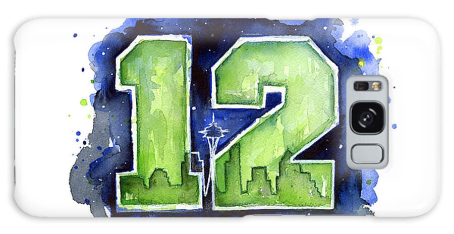 Seahawks Galaxy Case featuring the painting 12th Man Seahawks Art Seattle Go HAWKS by Olga Shvartsur