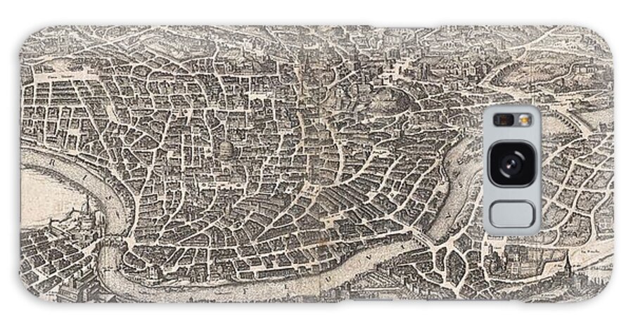 An Important And Stunning C. 1641 Bird's Eye View And Map Of Rome By Matthus Merian. Merian's Panoramic View Of Rome Galaxy S8 Case featuring the photograph 1652 Merian Panoramic View or Map of Rome Italy by Paul Fearn
