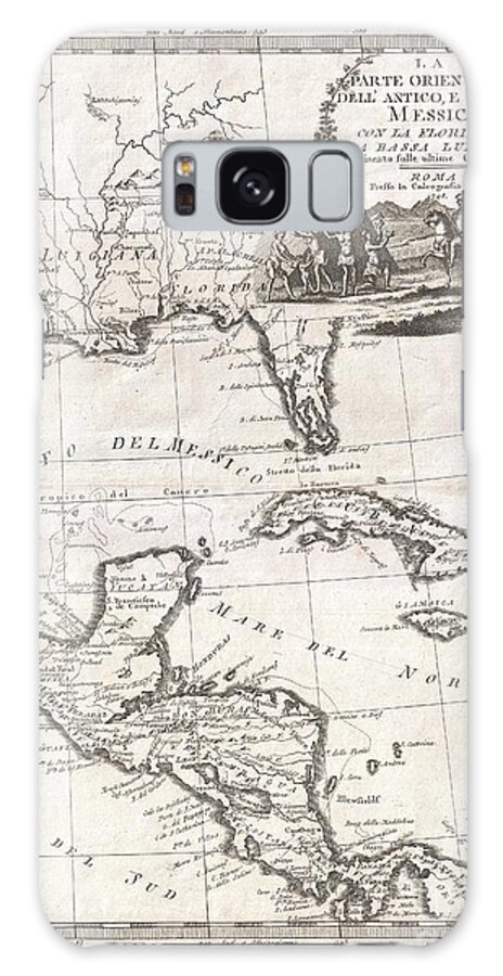 This Is A Stunningly Rendered 1798 Map Of Florida Galaxy S8 Case featuring the photograph 1798 Cassini Map of Florida Louisiana Cuba and Central America by Paul Fearn