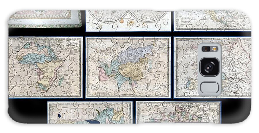 : A Very Attractive An Unusual C. 1850 Jigsaw Puzzle Atlas Published By Auguste Logerot. Consists A Custom Box Of Seven Interesting Jigsaw Puzzle Maps: The World Galaxy Case featuring the photograph 1845 Logerot Jigsaw Puzzle Atlas of the World by Paul Fearn