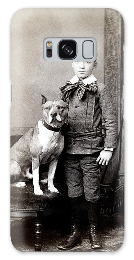 Retro Galaxy Case featuring the photograph 1890 Boy and his American Staffordshire Terrier by Historic Image