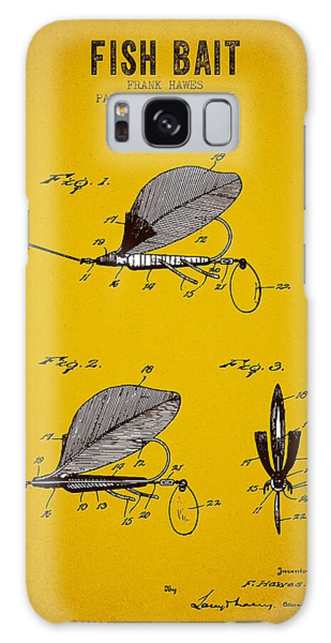 Fishing Galaxy Case featuring the digital art 1925 Fish Bait Patent - Yellow Brown by Aged Pixel