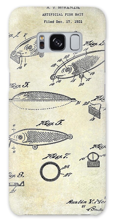 Fishing Basket Galaxy Case featuring the photograph 1932 Fishing Patent Drawing by Jon Neidert