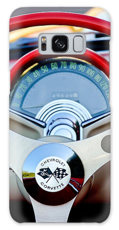Car Galaxy S8 Case featuring the photograph 1957 Chevrolet Corvette Convertible Steering Wheel by Jill Reger