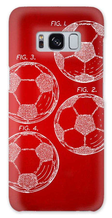 Soccer Galaxy Case featuring the digital art 1964 Soccerball Patent Artwork - Red by Nikki Marie Smith