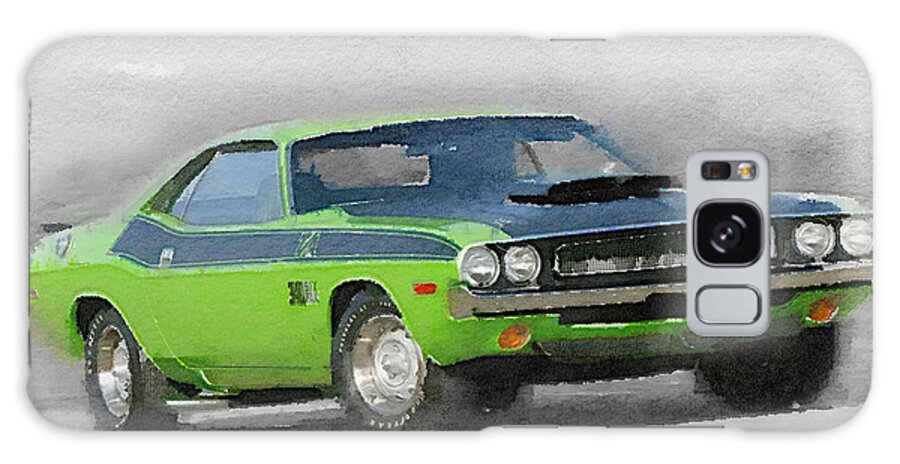 Dodge Challenger Galaxy Case featuring the painting 1970-TA-Challenger Watercolor by Naxart Studio