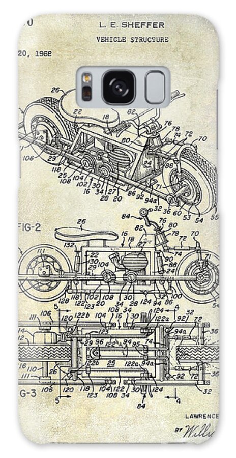 Triumph Galaxy Case featuring the photograph 1970 Triumph Motorcycle Patent Drawing by Jon Neidert