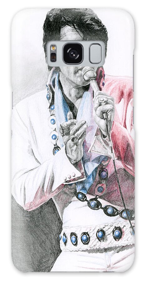 Elvis Galaxy Case featuring the drawing 1971 Turquoise Concho Suit by Rob De Vries
