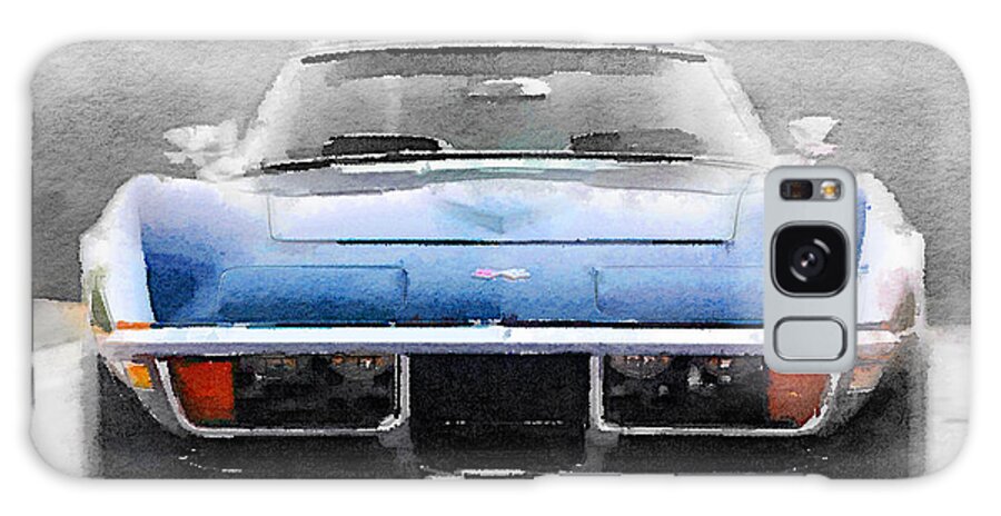 Corvette Galaxy Case featuring the painting 1972 Corvette Front End Watercolor by Naxart Studio