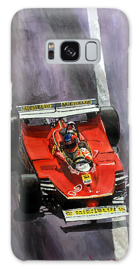 Acrylic Galaxy Case featuring the painting 1980 Monaco GP Gilles Villeneuve Ferrari 312 T5 by Yuriy Shevchuk
