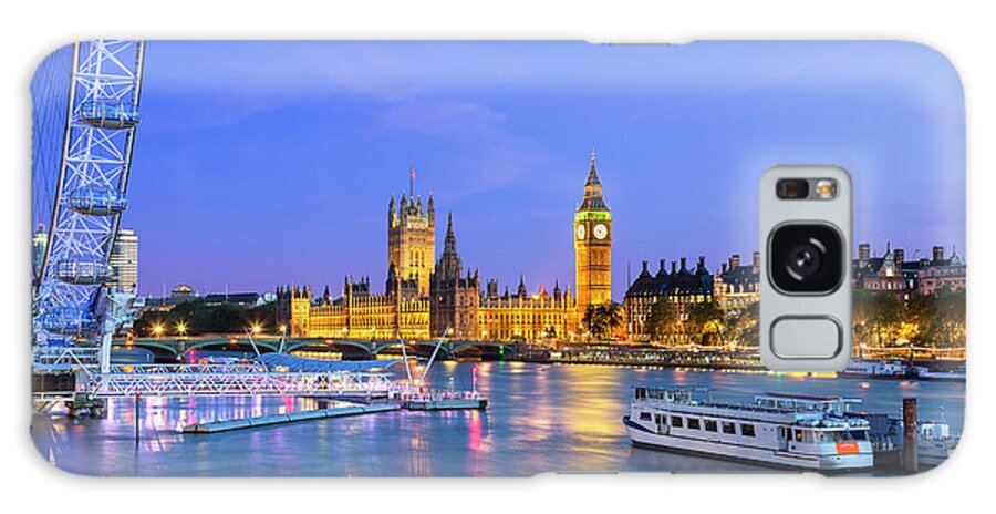 Clock Tower Galaxy Case featuring the photograph Big Ben And Britains Houses Of #2 by Sylvain Sonnet
