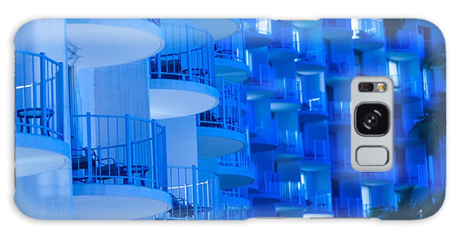 Hawaii Galaxy Case featuring the photograph Blue hotel balcony abstract. #2 by Don Landwehrle
