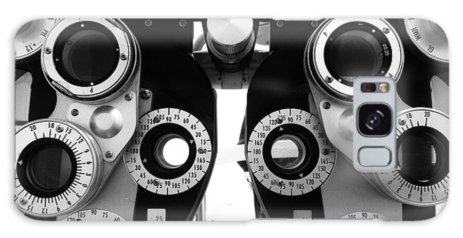 Black And White Galaxy Case featuring the photograph Closeup of a Phoropter Eye Examination Equipment #2 by Amy Cicconi