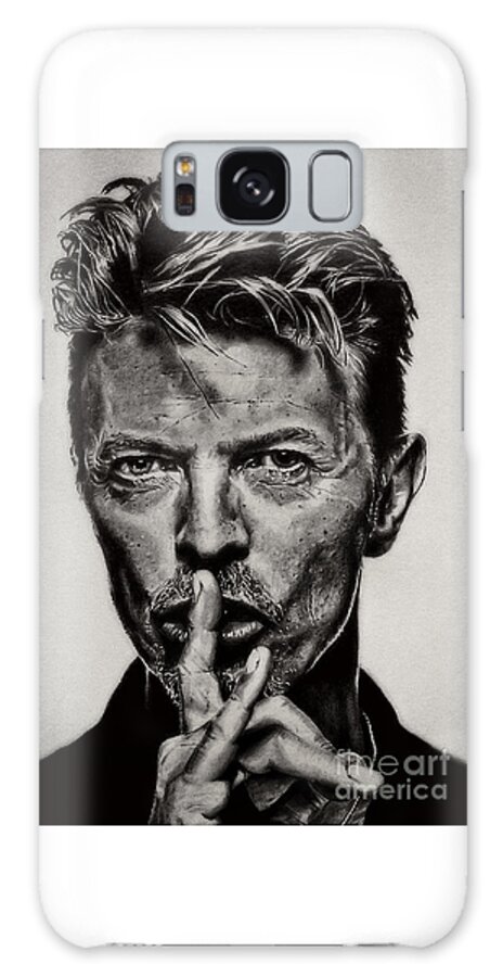 David Bowie Galaxy Case featuring the drawing David Bowie - Pencil Abstract by Doc Braham