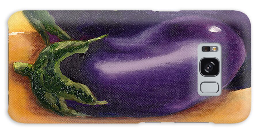 Purple Galaxy Case featuring the painting 2 Eggplants on a Plate by Donna Tucker