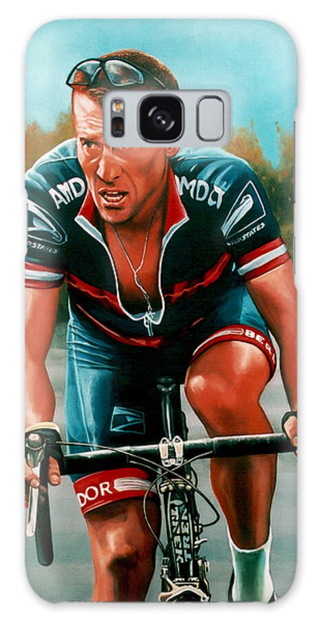 Lance Armstrong Galaxy Case featuring the painting Lance Armstrong by Paul Meijering
