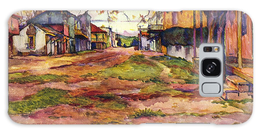 Main Street Galaxy Case featuring the painting Main street of early Spanish California Days San Juan Bautista Rowena M Abdy Early California Artist by Monterey County Historical Society