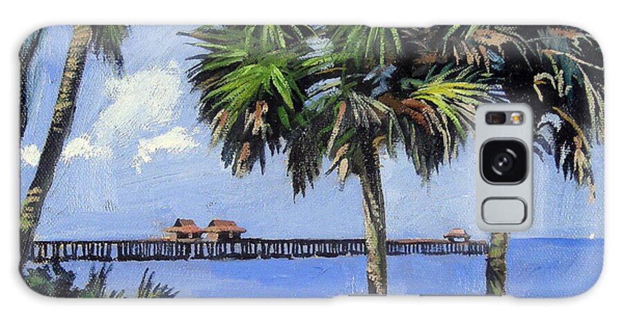 Christine Hopkins Galaxy Case featuring the painting Naples Pier Naples Florida by Christine Hopkins