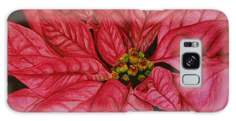 Poinsettia Galaxy Case featuring the drawing Poinsettia by Marna Edwards Flavell