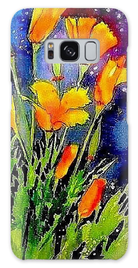 California Poppies Galaxy Case featuring the painting Poppies at Midnight #2 by Esther Woods