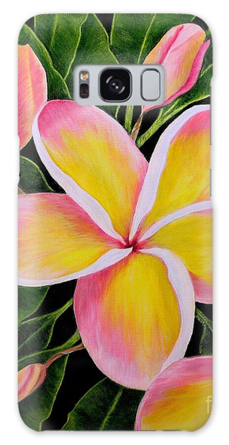 Flowers Galaxy Case featuring the painting Rainbow Plumeria by Mary Deal