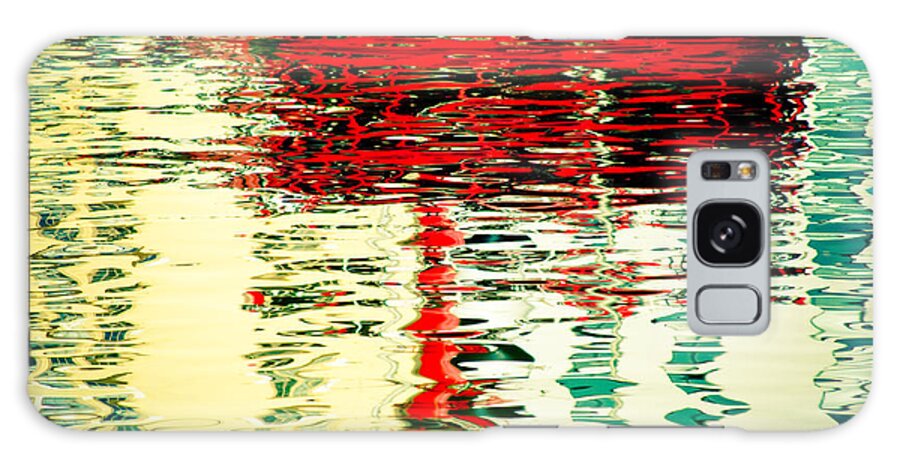Reflection Galaxy Case featuring the photograph Reflection In Water Of Red Boat #2 by Raimond Klavins