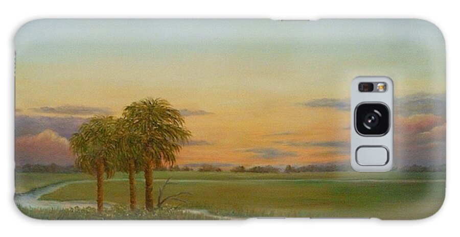 Coastal Marsh Sunset Galaxy Case featuring the painting Santee Sunset by Audrey McLeod