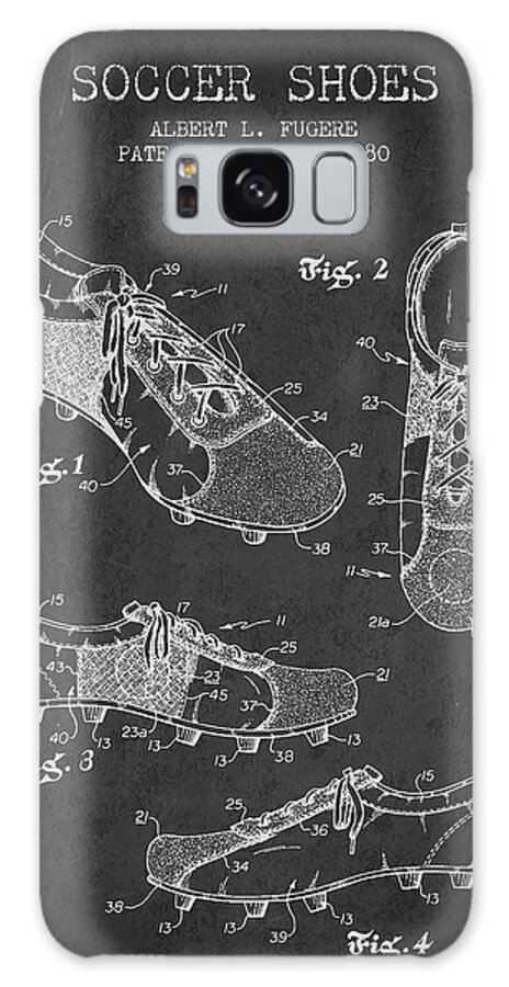 Soccer Shoe Galaxy Case featuring the digital art SoccerShoe Patent from 1980 #3 by Aged Pixel