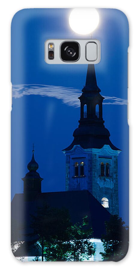 Supermoon Galaxy Case featuring the photograph Supermoon over bled Island Church #2 by Ian Middleton
