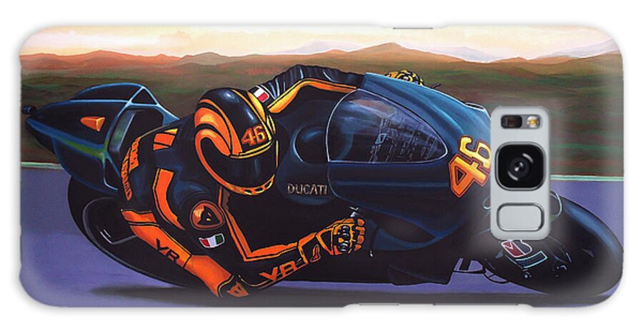 Valentino Rossi Galaxy Case featuring the painting Valentino Rossi on Ducati by Paul Meijering