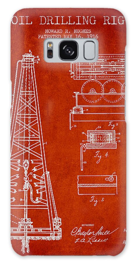 Oil Galaxy Case featuring the digital art Vintage Oil drilling rig Patent from 1916 #4 by Aged Pixel