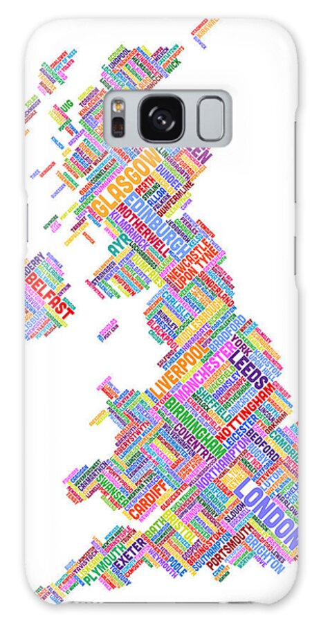 United Kingdom Galaxy Case featuring the digital art Great Britain UK City Text Map #27 by Michael Tompsett