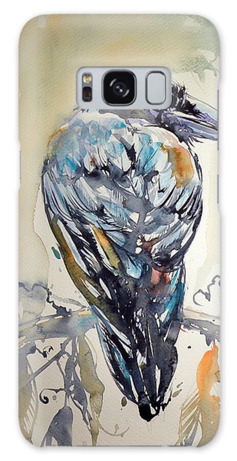 Bird Galaxy S8 Case featuring the painting Crow #3 by Kovacs Anna Brigitta