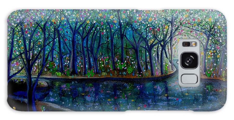 Abstract Galaxy Case featuring the painting Glistening Forest Lake by Shirley Smith