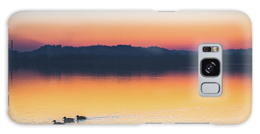 Panoramic Galaxy Case featuring the photograph Lake Sunset #3 by Deimagine