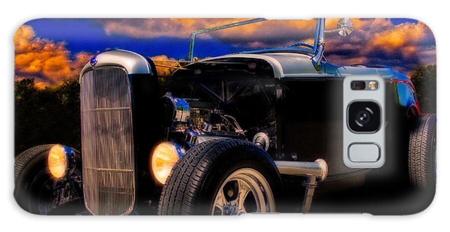 32; Ford; Roadster; Hot; Rod; Rat; Street; Custom; Sundown; Cloud; Storm; Hdr; Orton; Texas; Hill; Country; Sinklier; Chas; Vivachas; Hotrodneyhotrods; Rodney; Dark; Night; Convertible Galaxy S8 Case featuring the photograph 32 Ford Roadster in Silver an Black by Chas Sinklier